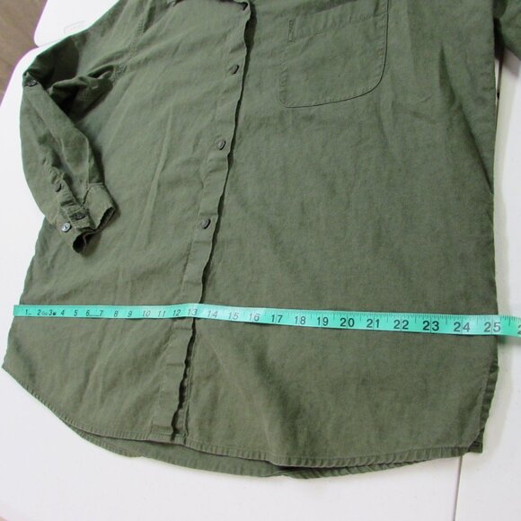 Liz Baker Woman Olive Green Linen/Cotton Button Down Top 1X - Picture 10 of 12